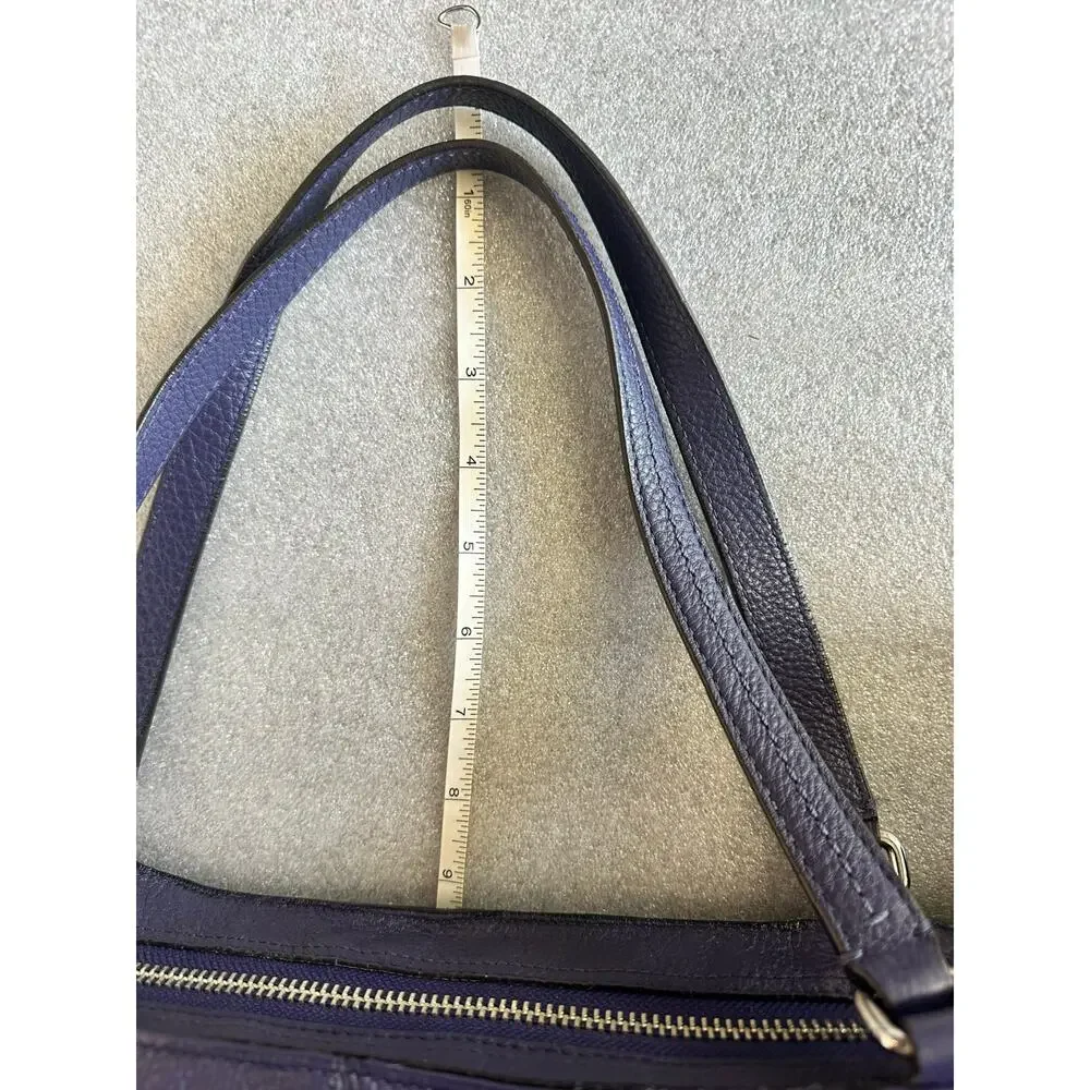 Coach Park Carrie Tote F23284 Denim Blue Pebbled Leather Silver Hardware